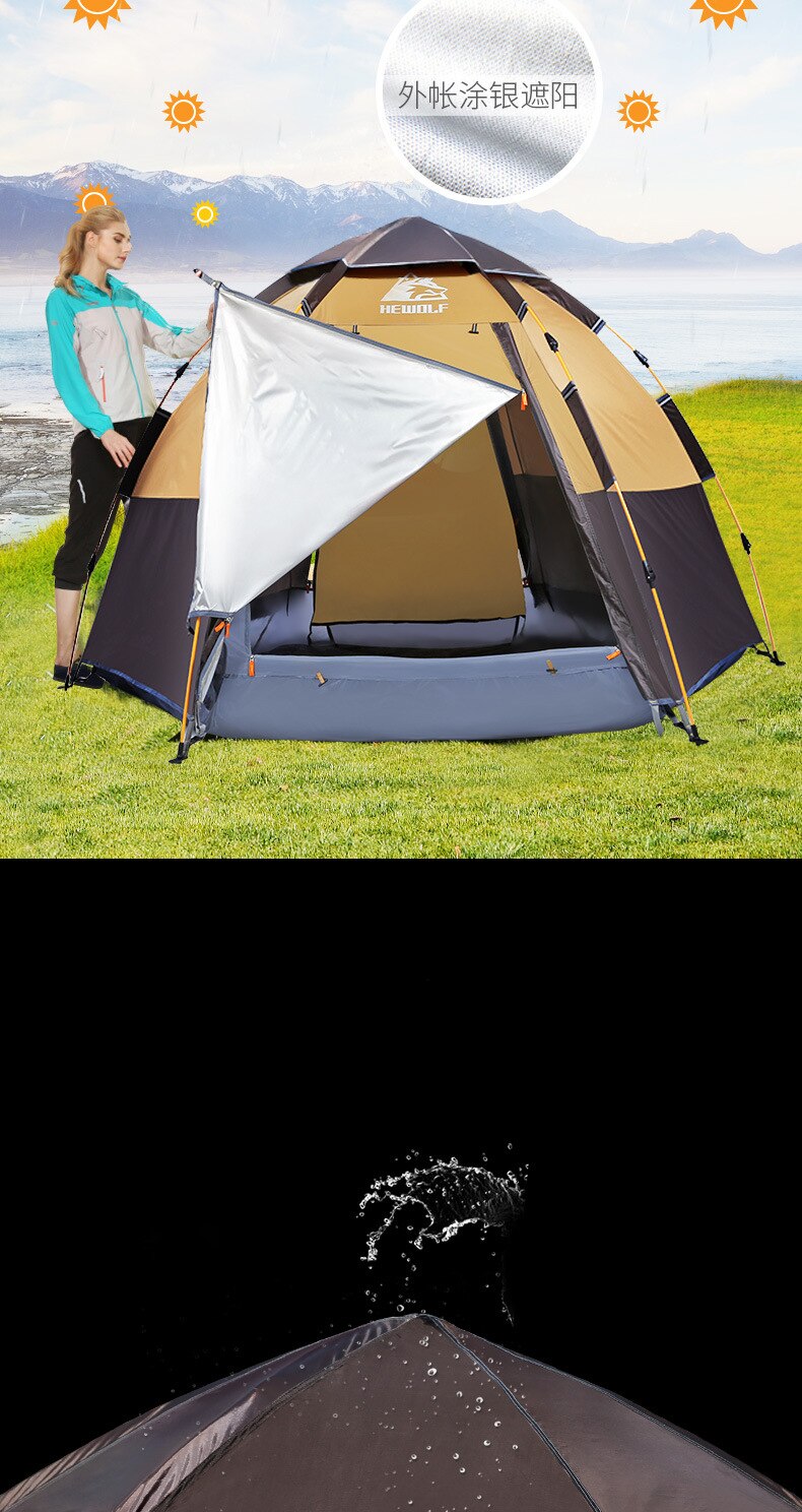 Cheap Goat Tents Automatic Tent Outdoor 3 4 Person Large Family Double Deck Tent Anti UV Waterproof Camping Beach Tent Fishing Hiking Picnic Tents 